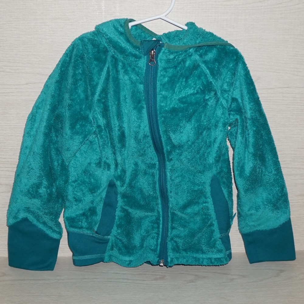 Rei Kids Girls Green Fleece Hooded Sweater Sz 6-7
